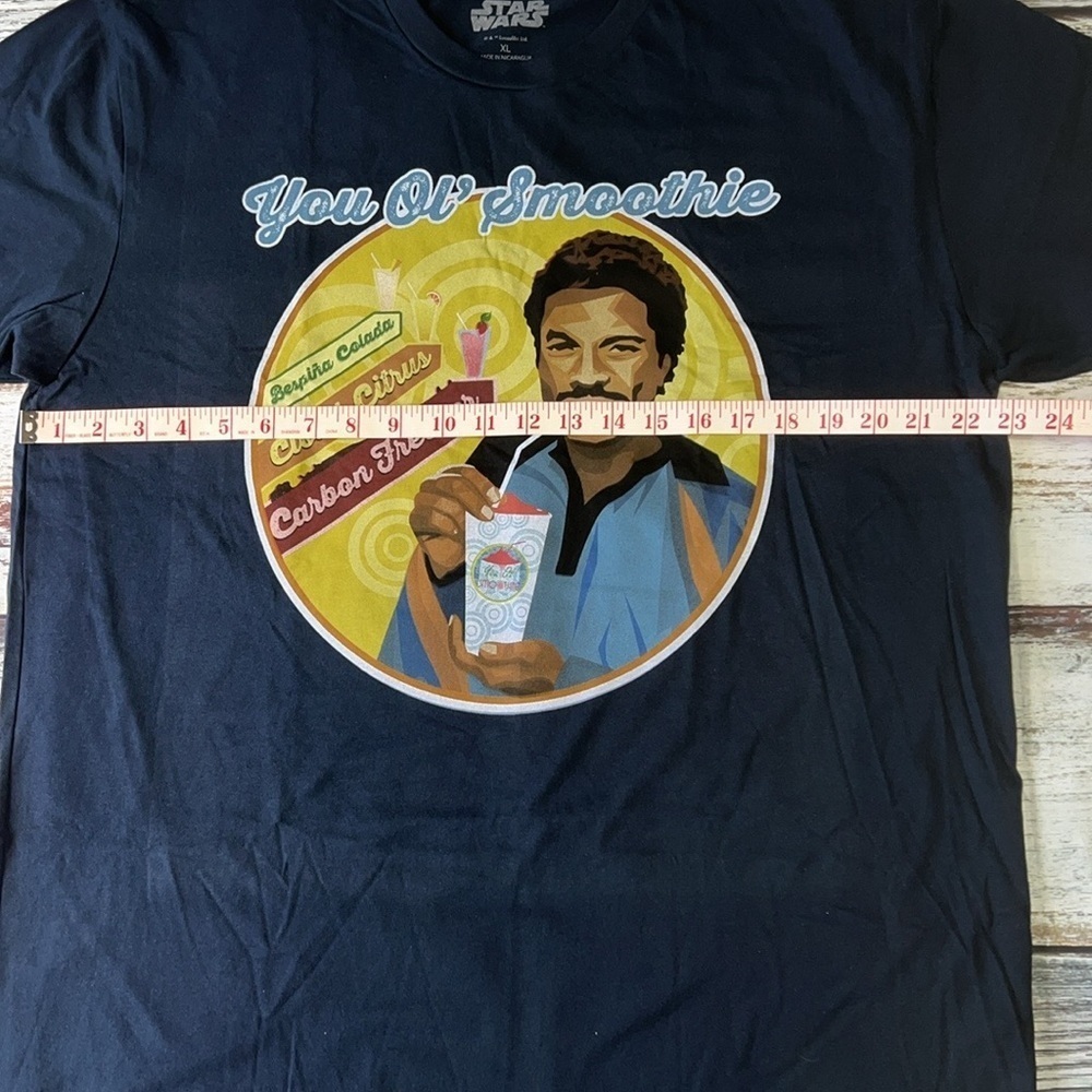 Star Wars Blue T-Shirt “you ol’ smoothie” Landonis Balthazar Calrissian Sz XL - Picture 5 of 10